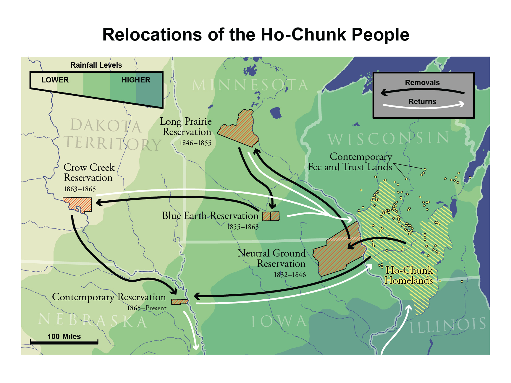 Map of Ho Chunk Removals